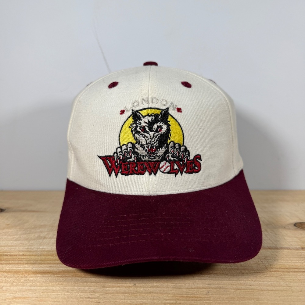 London Werewolves Hat Mens Snapback White 2 Toned Vtg Y2K Minor League Baseball